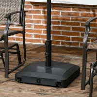 Outsunny Patio Umbrella Base with Wheels, 53lbs Water or 66lbs Sand Filled, Heavy Duty Outdoor Umbrella Stand Holder, Black(m-2)