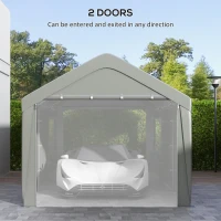 Outsunny 10' x 20' Carport, Heavy Duty Portable Garage, with 4 Mesh Windows and 2 Doors, Gray(m-6)