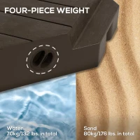 Outsunny Offset Umbrella Base Outdoor Umbrella Weights, 132 lb. Capacity Water or 176 lb. Capacity Sand, Brown(m-5)