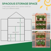 Outsunny 32" x 19" x 54" Garden Wood Cold Frame Greenhouse Flower Planter with Adjustable Shelves, Double Doors, Orange(m-6)