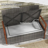 Outsunny Outdoor Rattan Bench with Cushion, Patio Loveseat, Patio Furniture, 50.2" x 25.2" x 31.9", Cream White(m-7)