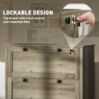 HOMCOM 2 Drawer File Cabinet, Lockable Filing Cabinet with Adjustable Hanging Bar for Letter, A4 Size, Weathered Grey Oak(m-6)