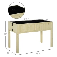 Outsunny Raised Garden Bed Elevated Wooden Planter Box with Space-Saving Folding Design, Drainage Holes, & Inner Liner for Vegetable Fruit Herb Grow(m-3)