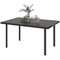 Outsunny Outdoor Patio Dining Table with 2.1" Umbrella Hole, Steel Outdoor Patio Table for 6, Dark Brown(m-2)