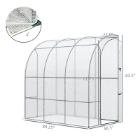 Outsunny 7' x 4' x 7' Outdoor Lean to Greenhouse, Walk-In Green House Plant Nursery with Roll-up Window, PE Cover, White(m-3)