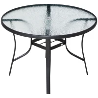 Outsunny 42 inch Patio Dining Table with Umbrella Hole Round Outdoor Bistro Table for Garden Lawn Backyard, Steel(m-11)