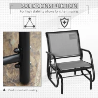 Outsunny Patio Glider with Breathable Mesh Fabric Seat & Backrest, Metal Frame Outdoor Glider Swing Chair with Armrests, Grey(m-6)