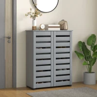 HOMCOM Shoe Storage Cabinet, Shoe Cabinet with 2 Slatted Doors for 15 Pairs of Shoes, Dark Grey(m-1)