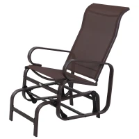 Outsunny Patio Glider with Breathable Mesh Fabric, Outdoor Glider Chair, Garden Rocking Gliding Seat for Patio, Yard, Porch, Brown(m-11)