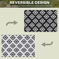 Outsunny Reversible Outdoor RV Rug, Patio Floor Mat, 6' x 9' Plastic Straw Rug for Backyard, Deck, Beach, Camping, Black & White(m-6)