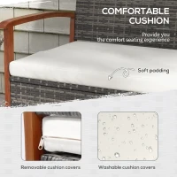 Outsunny Outdoor Rattan Bench with Cushion, Patio Loveseat, Patio Furniture, 50.2" x 25.2" x 31.9", Cream White(m-4)