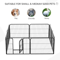 PawHut Dog Playpen, Wide 31.5"W Heavy-Duty Metal Puppy Play Pen, Pet Exercise Fences for Outside and Indoor, DIY Design with Door for Small Dogs, 8 Panels, 23.5"H(m-4)