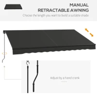 Outsunny 12' x 10' Retractable Awning, 280gsm UV Resistant Sunshade Shelter, for Deck, Balcony, Yard, Black(m-4)