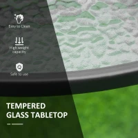 Outsunny 42 inch Patio Dining Table with Umbrella Hole Round Outdoor Bistro Table for Garden Lawn Backyard, Steel(m-5)