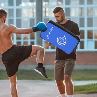 Soozier 16.5 in Muay Thai Kick Shield Punching Pad, Kick Shield for Martial Arts, Karate, Kickboxing, MMA x 1 Unit, Blue(m-2)
