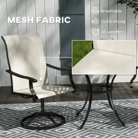 Outsunny Patio Swivel Chairs Set of 2, High Back Patio Dining Chairs with All-Weather Mesh for Backyard, Lawn, Garden, Beige(m-5)