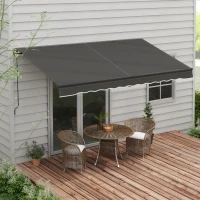 Outsunny 12' x 10' Retractable Awning, 280gsm UV Resistant Sunshade Shelter, for Deck, Balcony, Yard, Black(m-1)