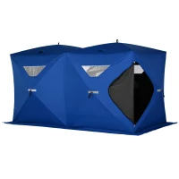 Outsunny 5-8 Person Pop-up Ice Fishing Shelter, Portable Ice Fishing Tent, Blue(m-11)