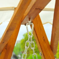 Outsunny 65" Patio Swing Chair with Canopy Outdoor Wooden Swing Bench Hammock for Garden, Poolside, Backyard(m-8)