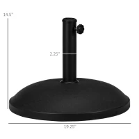 Outsunny 20" 55 lbs Round Cement Umbrella Base Stand Market Parasol Holder with Tightening Knob & Easy Setup, for Φ1.3", Φ1.5", Φ1.9" Pole, for Lawn, Deck, Backyard, Garden, Black(m-3)