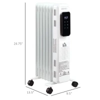 HOMCOM 24.75" Electric Space Heater, Freestanding 161 Sq. Ft. Heater with 3 Modes, Timer, and Remote, 1500 W, White(m-3)