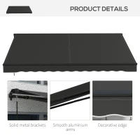 Outsunny 12' x 10' Retractable Awning, 280gsm UV Resistant Sunshade Shelter, for Deck, Balcony, Yard, Black(m-9)