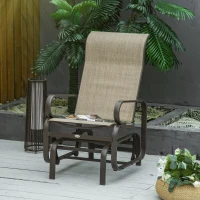 Outsunny Patio Glider with Breathable Mesh Fabric, Outdoor Glider Chair, Garden Rocking Gliding Seat for Patio, Yard, Porch, Brown/Flaxen(m-8)
