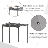 Outsunny 10' x 10' Outdoor Retractable Pergola Canopy, Metal Patio Shade Shelter for Backyard, Porch Party, Garden, Grill Gazebo, Gray(m-4)