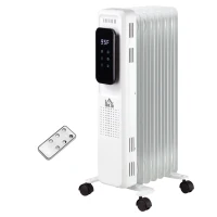 HOMCOM 24.75" Electric Space Heater, Freestanding 161 Sq. Ft. Heater with 3 Modes, Timer, and Remote, 1500 W, White(m-11)