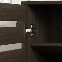 HOMCOM Narrow Shoe Cabinet with Slatted Doors, Adjustable Shelves for 20 Pairs of Shoes, Shoe Cabinet for Entryway, Dark Brown(m-10)