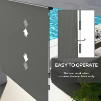 Outsunny 6' x 6' Patio Door Blinds, Outdoor Roller Shades, Cordless Roll Up Shade for Porch Gazebo, Dark Grey(m-6)