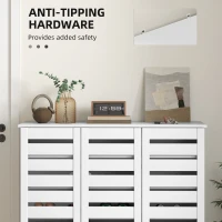 HOMCOM Narrow Shoe Cabinet with Slatted Doors, Adjustable Shelves for 20 Pairs of Shoes, Shoe Cabinet for Entryway, White(m-7)