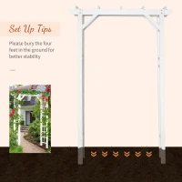 Outsunny 85" Wooden Garden Arbor for Wedding and Ceremony, Outdoor Garden Arch Trellis for Climbing Vines - White(m-5)