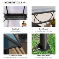 Outsunny 13' x 10' Polycarbonate Hardtop Gazebo Canopy, Outdoor Patio Gazebo with Aluminum Frame & Curtains, Dark Grey(m-6)