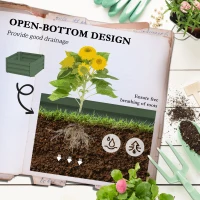 Outsunny Galvanized Planter Box, Outdoor Raised Garden Bed with 3-Tier Trellis Tomato Cage for Climbing Vines, Vegetables, Green(m-5)