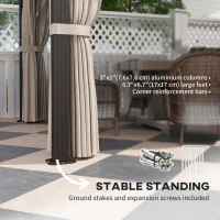 Outsunny 10' x 13' Hardtop Gazebo Canopy with UPF30+ Double Polycarbonate Roof, Aluminum Frame, Netting and Curtains, Beige(m-5)