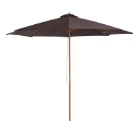 Outsunny 10' x 8' Wooden Patio Umbrella Garden Parasol Outdoor Sunshade Canopy with Bamboo Rib for Outdoor Coffee(m-11)