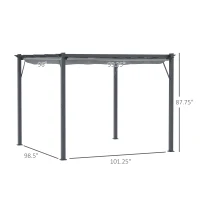 Outsunny 10' x 10' Outdoor Retractable Pergola Canopy, Aluminum Patio Pergola, Backyard Shade Shelter for Garden & Parties, Gray(m-3)