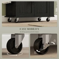 HOMCOM Rolling Island with Wheels for Kitchen, Kitchen Island on Rollers with Power Outlets, Drawer, and Doors, Black(m-7)