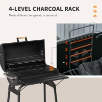 Outsunny 30" Charcoal Barbecue Grill with Wheels Outdoor Barbecue with Adjustable Charcoal Rack, Storage Shelf, Wheel, for Garden Camping Picnic(m-5)