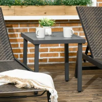 Outsunny Outdoor Side Table, Patio End Table with Umbrella Hole, Small Coffee Table with Steel Frame for Balcony, Gray(m-8)