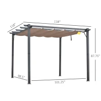 Outsunny 10' x 10' Aluminum Patio Pergola with Retractable Pergola Canopy, Backyard Shade Shelter for Porch, Outdoor Party, Garden, Grill Gazebo, Charcoal Gray(m-3)