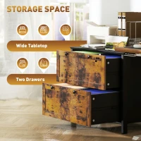 HOMCOM 2 Drawer File Cabinet, Lockable Filing Cabinet with Adjustable Hanging Bar for Letter, A4 Size, Rustic Brown(m-4)