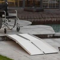 HOMCOM Textured Aluminum Folding Wheelchair Ramp, Portable Threshold Ramp 6', for Scooter Steps Home Stairs Doorways(m-8)