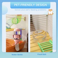 PawHut 5 Tiers Hamster Cage Portable with Exercise Wheels Play Tube Water Bottle Dishes House Ladder for Gerbils, Orange(m-5)