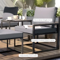 Outsunny 5 Pieces Outdoor Patio Furniture Set with Ottomans, Cushions, Small Patio Sofa Set for Garden, Backyard, Poolside, Grey(m-9)