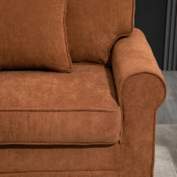 HOMCOM Modern 3 Seater Sofa, Corduroy Fabric 3 Seater Couch with Pine Wood Legs and Rolled Armrests for Living Room, Brown(m-7)