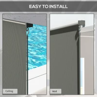 Outsunny 6' x 6' Patio Door Blinds, Outdoor Roller Shades, Cordless Roll Up Shade for Porch Gazebo, Dark Grey(m-5)
