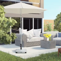 Outsunny Patio Umbrella Base with Wheels, 53lbs Water or 66lbs Sand Filled, Heavy Duty Outdoor Umbrella Stand Holder, Gray(m-10)