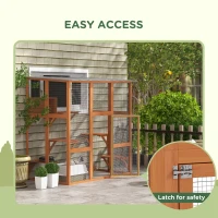 PawHut Outdoor Cat Enclosure Window Box with Weatherproof Roof, Bridge, Resting Box, Platforms, for 2 Kittens, Orange(m-7)